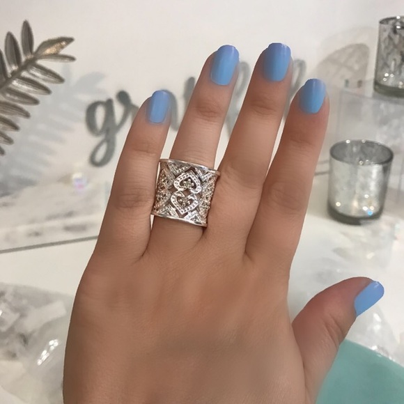 NEW!💙💎SILVER PLATED!💎💙STATEMENT CUFF RING OPEN - Picture 3 of 8